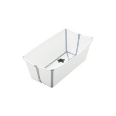 STOKKE Flexi Bath折疊式浴盆 白色灰邊 寶寶浴盆 便攜 摺疊收納, 1組