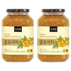 NOKCHAWON 綠茶園 蜂蜜柚子茶 1公斤, 含有豐富果肉, 口感飽滿, 適合冷沖或熱泡, 1kg, 2罐