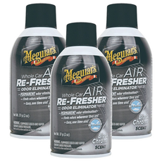 Meguiar's 美光 Whole Car 去味芳香罐, 空氣清新劑, 永久消除異味, 黑鉻香味, 57g, 3罐