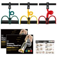 무로 바라나스 3-STEP 튜빙밴드 3종 + 운동매뉴얼 2세트, 초록, 노랑, 빨강
