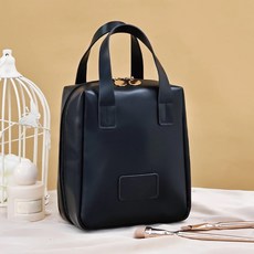 貝殼手提化妝包 Set 2, PU皮革, 16x6x21cm, 16 x 6 x 21cm, 經典黑