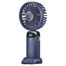 智能顯示USB風扇, 2.5W, 18650鋰電池, 深藍 紫 綠 粉, N15, 深藍色