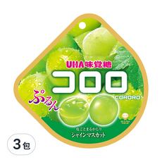 UHA 味覺糖 酷露露Q糖 白葡萄, 日本原裝進口, 100% QQ葡萄真果實感, 48g, 3包