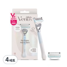 Venus Y존 제모 셀프케어 여성용면도기 + 면도날 2p, 4세트