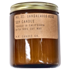 P.F Candleco. 香氛蠟燭, 檀香玫瑰, 7.2oz, 加州製造, 100% 大豆蠟, 1罐