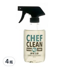 CHEF CLEAN 淨毒五郎 蔬果清潔劑噴頭罐, EcoCert認證, 植物來源, 溫和清潔, 節省用量, 400ml, 4瓶