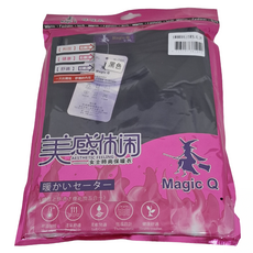 Magic Q 女款圓領輕磨毛上衣，實感休閒，女士時尚保暖衣, L~XL, 黑色