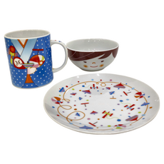 Royal Duke 日本JEWEL Japan 趣味餐具3件組, 馬克杯+點心碗+餐盤, 骨瓷材質, 馬克杯 + 點心碗 + 餐盤, Taro太郎, 1組
