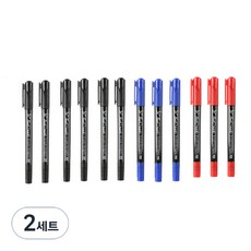터치마크 다사바바 양면 유성마카펜 검정 6p + 빨강 3p + 파랑 3p 세트, 3색, 2세트