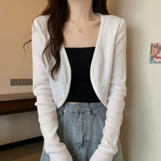 韓版罩衫/小外套, Chic look, 夏季休閒罩衫, 肩寬39cm, 胸寬40cm, 袖長54cm, 全長25cm, 白色