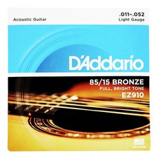 D’Addario 11-52 民謠吉他弦 EZ910 85/15青銅材質 音色明亮, 1個