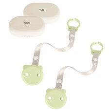 tgm 嬰兒泰迪熊安撫奶嘴架 2 件 + 盒子 2 件套, 橄欖色（支架)、象牙色（外殼), 1組