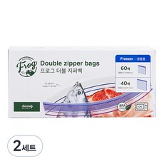 프로그 더블 지퍼백 냉동용 중형 60매 + 대형 40매 세트, 혼합, 100개, 2세트 혼합, 2세트
