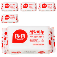 비앤비 세탁비누 유아의류 아카시아 200g, 5개