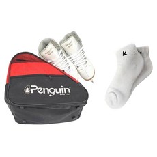 PENGUIN 피겨 빙상용 스케이트 F600-GOLD + 스포츠 양말 세트, 화이트, 220 화이트, 220