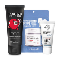 나이팅게일 퀵 드라이 타코팩 필오프 마스크팩 +약산성 클렌징 패드 10매 + 약산성폼 30ml, 1세트, 1개