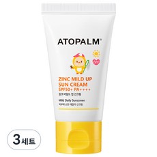 아토팜 유아용 징크 마일드업 선크림 SPF50+ PA++++ 65g 세트, 3세트