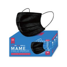 MAME 3중구조 일회용 마스크 화이트, 50개입, 1개, 블랙