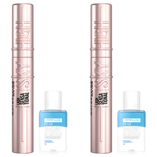 MAYBELLINE 媚比琳 飛天翹睫毛膏超值組, 纖長效果, 根根分明, 持久不暈染不塌陷, 含眼唇卸妝液, 黑色, 2組