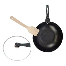 韓國麥飯石不沾炒鍋三件套 (內徑30cm) - 輕巧易潔，家庭必備, 內徑30cm x 外徑32cm x 鍋深9cm x 手柄18cm, QA1607, 1組