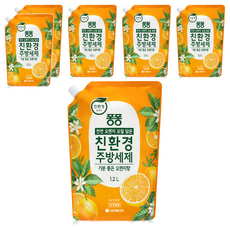 퐁퐁 천연 오렌지 오일 담은 주방세제 리필, 1.2L, 6개 6개, 1.2L