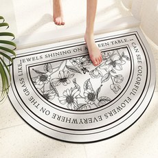 디씨네트워크 빨아쓰는 규조토 발매트 70 x 45 cm, 꽃반원형 화이트