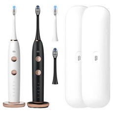 오아 클린이 소프트 음파 전동칫솔 세트, VO-OC001, 화이트 + 블랙, 2개 VO-OC001, 화이트 + 블랙, 2세트
