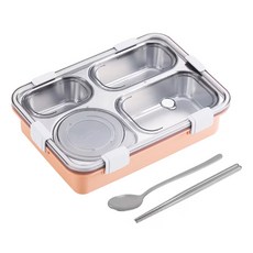 Quasi 賞味304不鏽鋼分隔完美餐盒 Set, 720ml 餐盒/ 130ml 小湯碗, 25x18x6.3cm, 25 x 18 x 6.3cm, 粉色, 1個