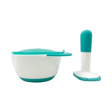 OXO tot 好滋味研磨碗,研磨棒 + 研磨碗, 靚藍綠, 輕鬆研磨食材，為寶寶準備新鮮營養的副食品, 1組
