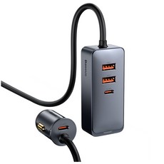 베이스어스 차량용 PPS 2U 2C 멀티 익스텐션 코드 고속 충전기 120W, CCBX-120U2, 그레이 그레이, CCBX-120U3