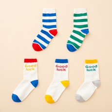 베이스알파에센셜 아동용 굿럭 중목 양말 5켤레 세트 이스알파에센셜 아동용 굿럭 중목 양말 5켤레 세트