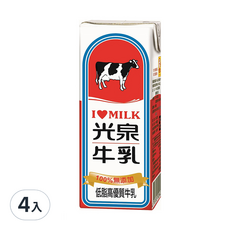 光泉 低脂鮮奶 200ml*4入 (低脂牛奶、無添加、小容量)