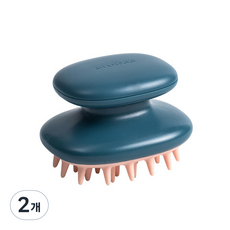 소프트 실리콘 탈부착식 두피 마사지 샴푸 브러쉬, 남색, 2개