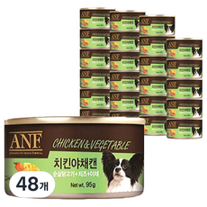 에이엔에프 강아지 간식캔, 치킨 + 야채 혼합맛, 95g, 48개