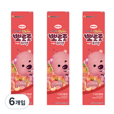 뽀로로 저불소 치약 복숭아향, 50g, 6개입