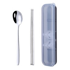 Momtool 便當用不發出聲音的餐具組, 1組, 黑色, 勺子+筷子+箱子
