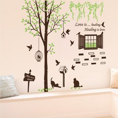 홈코디 사랑의 창가 포인트 스티커, 다크브라운+옐로우그린