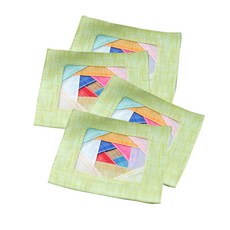 해피툴 모시색동 컵 받침, 그린, 4개