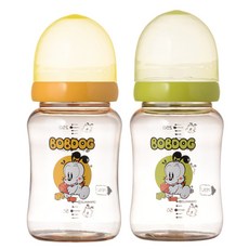 리틀밥독 PESU 노꼭지젖병 260ml 트윈팩 그린+옐로우, 1세트