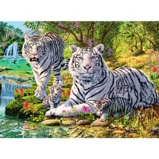 케이엠엘리보석십자수 3D 백호패밀리2 60x40cm, 1개