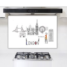 아트키친글라스 주방아트보드 900 x 600 mm, 시티시리즈 런던, 1개