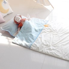 비비엔다 순면 어린이집 낮잠이불세트 끈가방형, 문스타블루