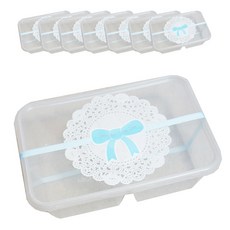 2칸 일회용 도시락통, 1세트, 본체 4개 + 뚜껑 4개