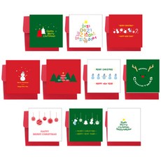 투영디자인 크리스마스 카드 10종 세트, 혼합 색상, 1세트
