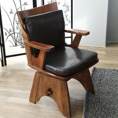 베스트리빙 쉐라톤 원목 회전 의자, 블랙 + 엔틱