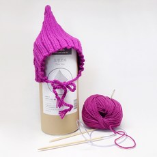 멜로우 요정 모자 뜨개질 키트, 1세트, 딥 핑크