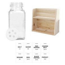병도매닷컴 유리 양념통 사각세트, 1세트, 유리양념통사각 180g x 8p + 전용캡 8p + 라벨스티커 8p + 오픈 2단 선반