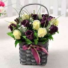 HAPPY WORLD 肥皂花法國籃子, 梅洛玫瑰混合