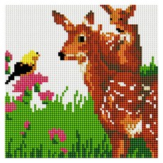 헬로페인팅 보석십자수 DIY 나무틀 세트 20 x 20 cm 밤비, 혼합 색상, 1세트