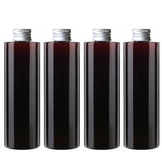병도매닷컴 AC250 갈색투명 음료용기 알루미늄 실버캡, 250ml, 4개입